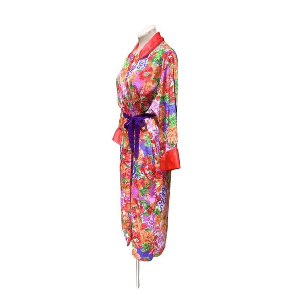 Vintage Victoria's Secret Gold Label Floral Jacquard Maxi Robe Pink Small - Picture 5 of 13